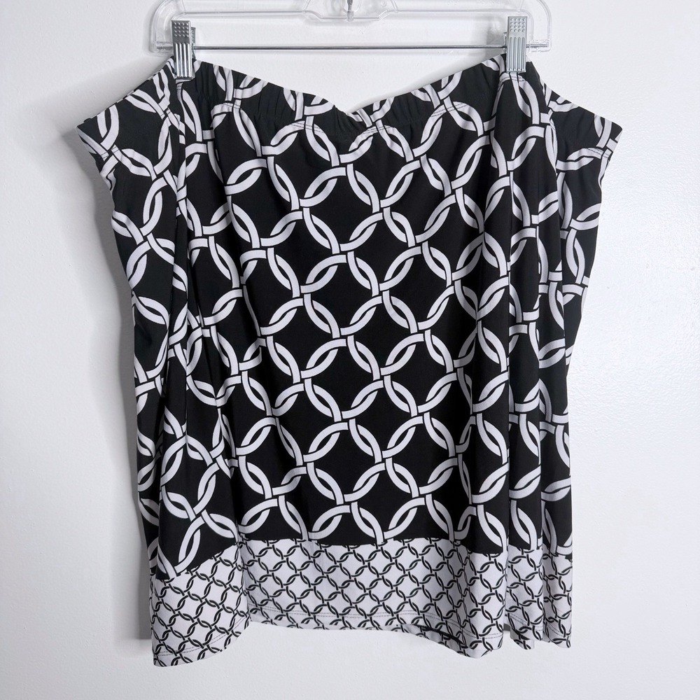 NWOT  Susan Graver Liquid Knit Skort 3X‎ Black White Preppy Boho Activewear
